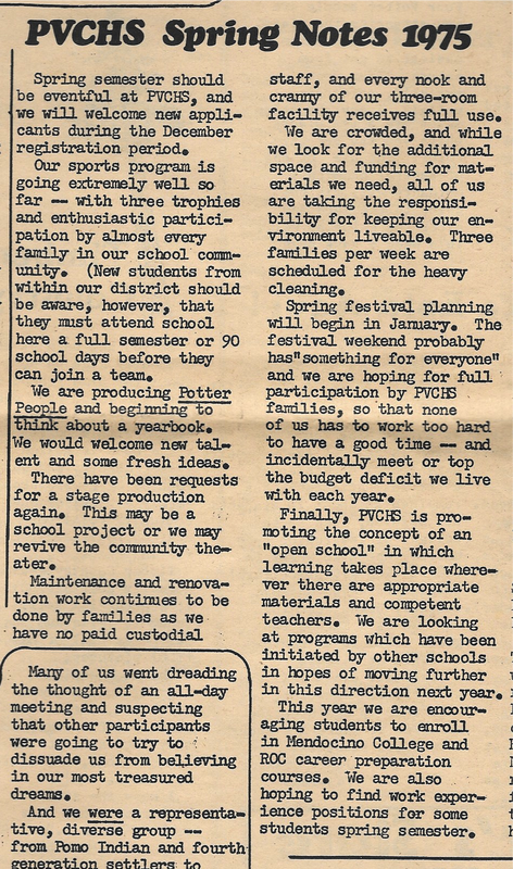 PVCHS Spring Notes 1975